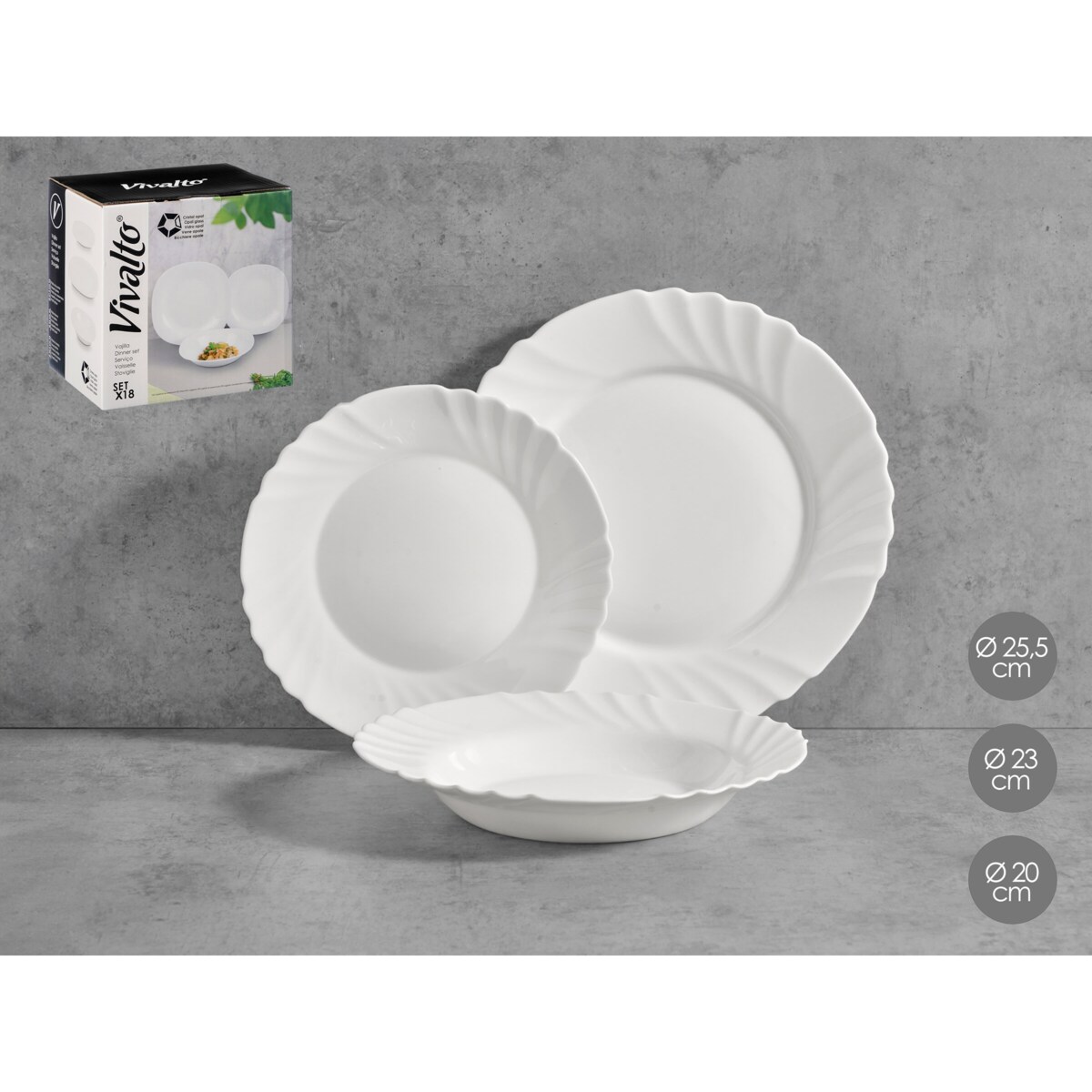 Zestaw obiadowy dla 6 osób OPAL, 18 elementów