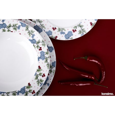 Konsimo IRIS Talerz obiadowy, biały/niebieski/zielony/różowy