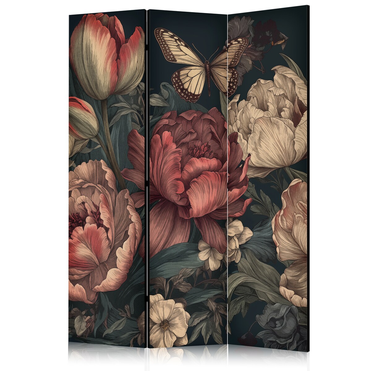 Parawan Dwustronny Ilustracja florystyczna 135x172cm