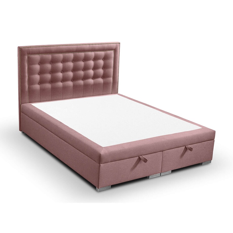 Łóżko tapicerowane BALFORD 160x200 z pojemnikiem, Różowy, tkanina Megan 355