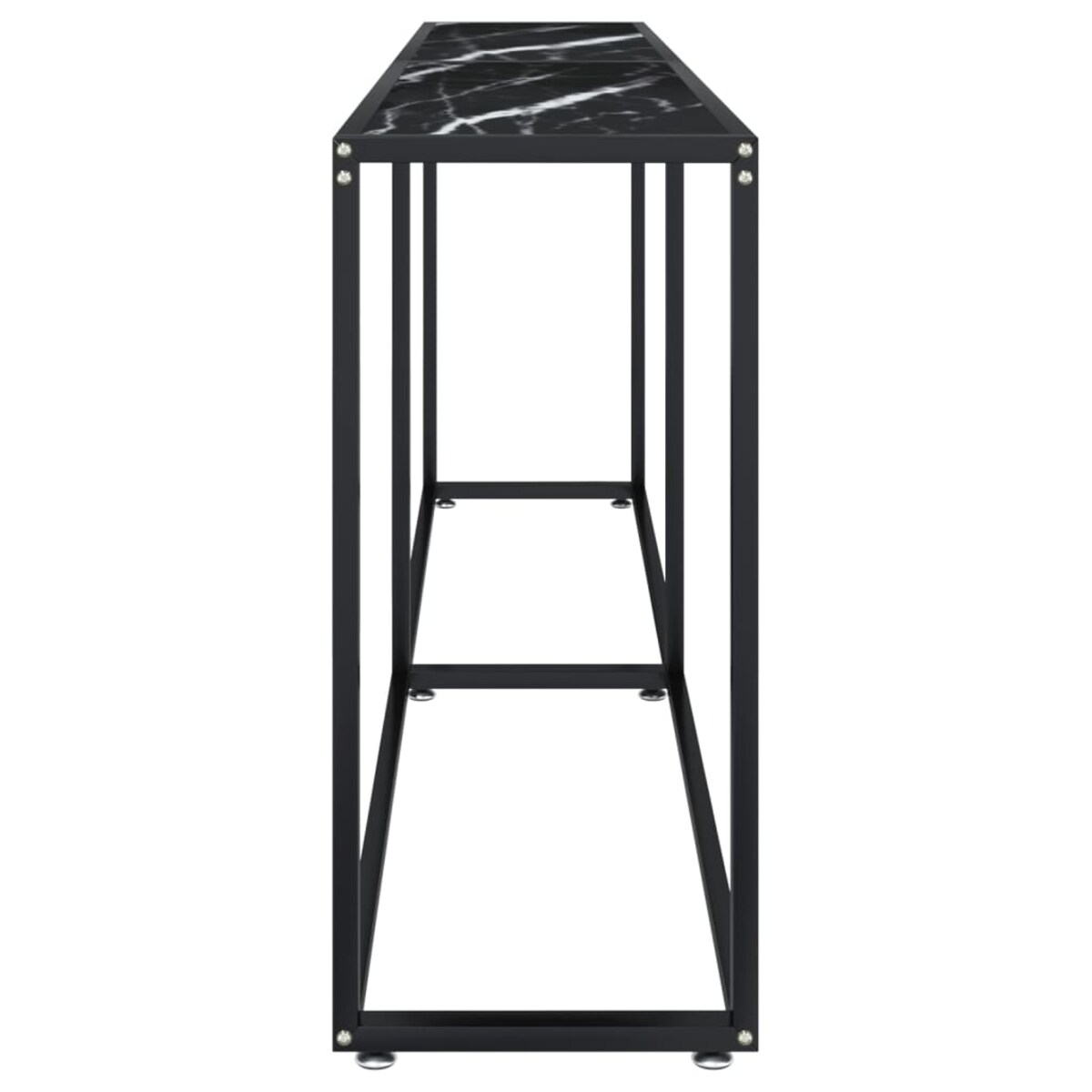 vidaXL Konsola, czarny marmur, 200x35x75,5 cm, szkło hartowane