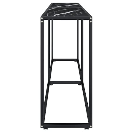 vidaXL Konsola, czarny marmur, 200x35x75,5 cm, szkło hartowane