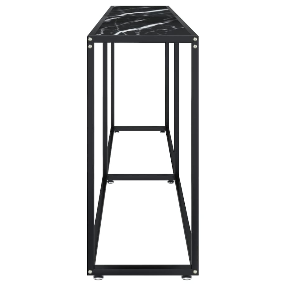 vidaXL Konsola, czarny marmur, 200x35x75,5 cm, szkło hartowane