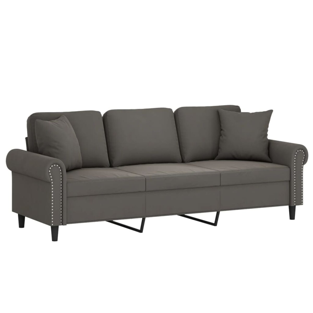 vidaXL 3-osobowa sofa z poduszkami, ciemnoszara, 180 cm, aksamit