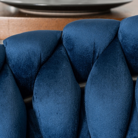 Krzesło Plecione Tapicerowane Loft Welurowe Do Salonu Jadalni Granat ELENA