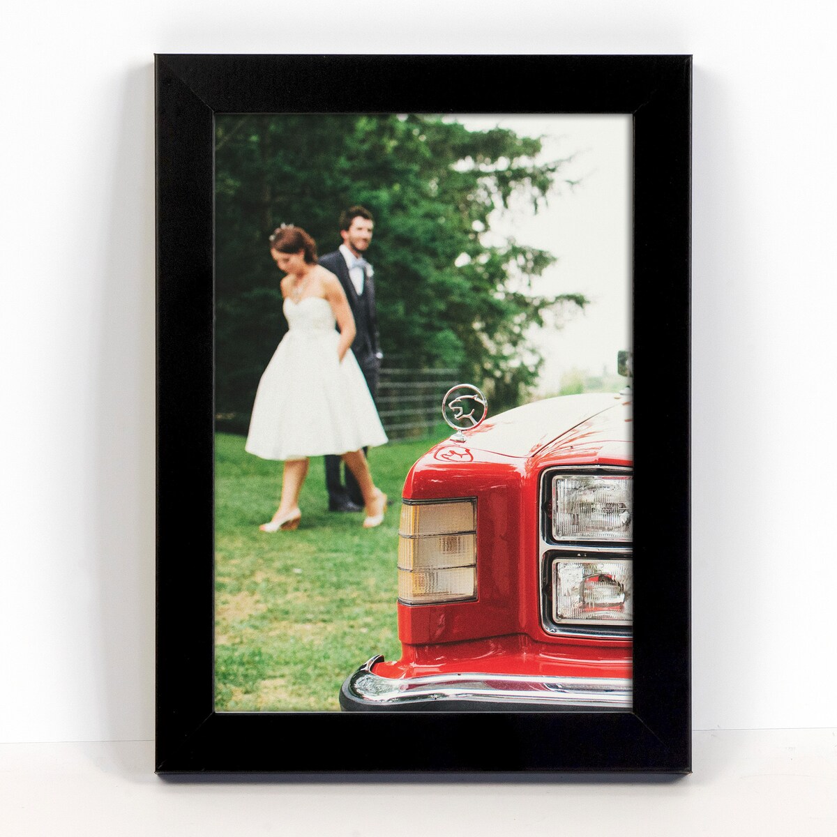 Ramka na zdjęcia 15x20 cm czarna rama MDF z plexi do powieszenia pion poziom stopka klasyczna ramka FRAMAI