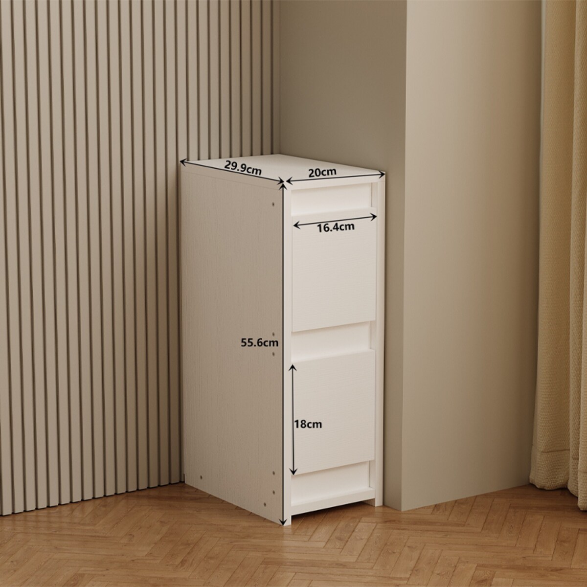 Szafka nocna biała z 2 szufladami stolik nowoczesny loft do sypialni 55 cm