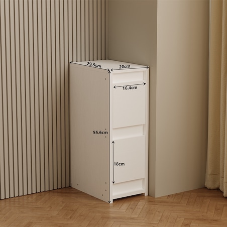 Szafka nocna biała z 2 szufladami stolik nowoczesny loft do sypialni 55 cm