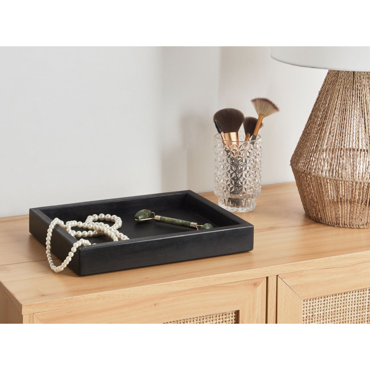 Taca dekoracyjna marmurowa prostokątna czarna RHODES