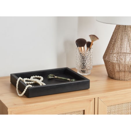 Taca dekoracyjna marmurowa prostokątna czarna RHODES