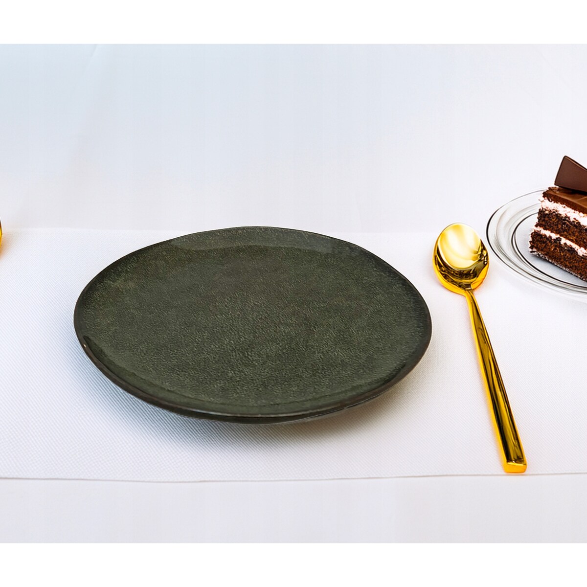 TALERZ DESEROWY 20cm okrągły ceramiczny zielony połysk płytki na sztuki