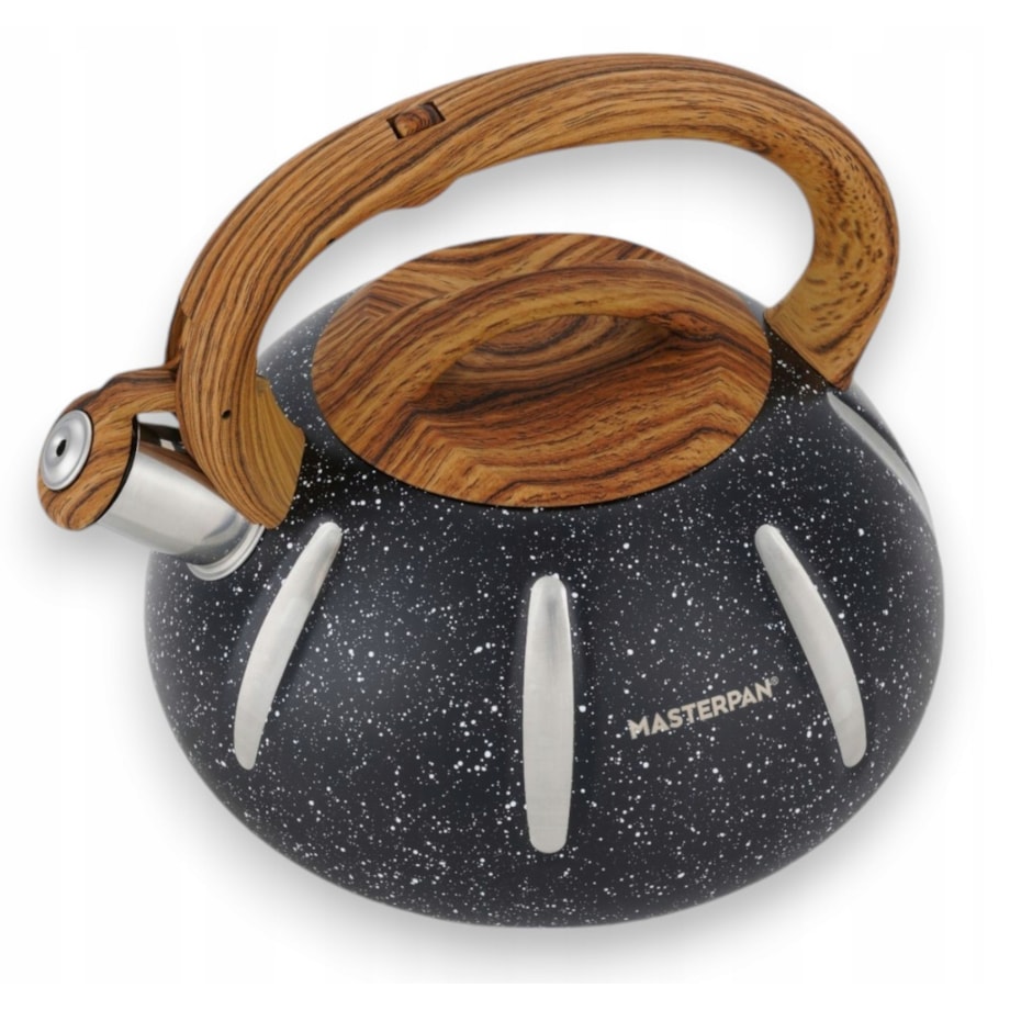 Duży Solidny Czarny Marmurkowy Czajnik Z Gwizdkiem Ze Stali 3L Indukcja Gaz