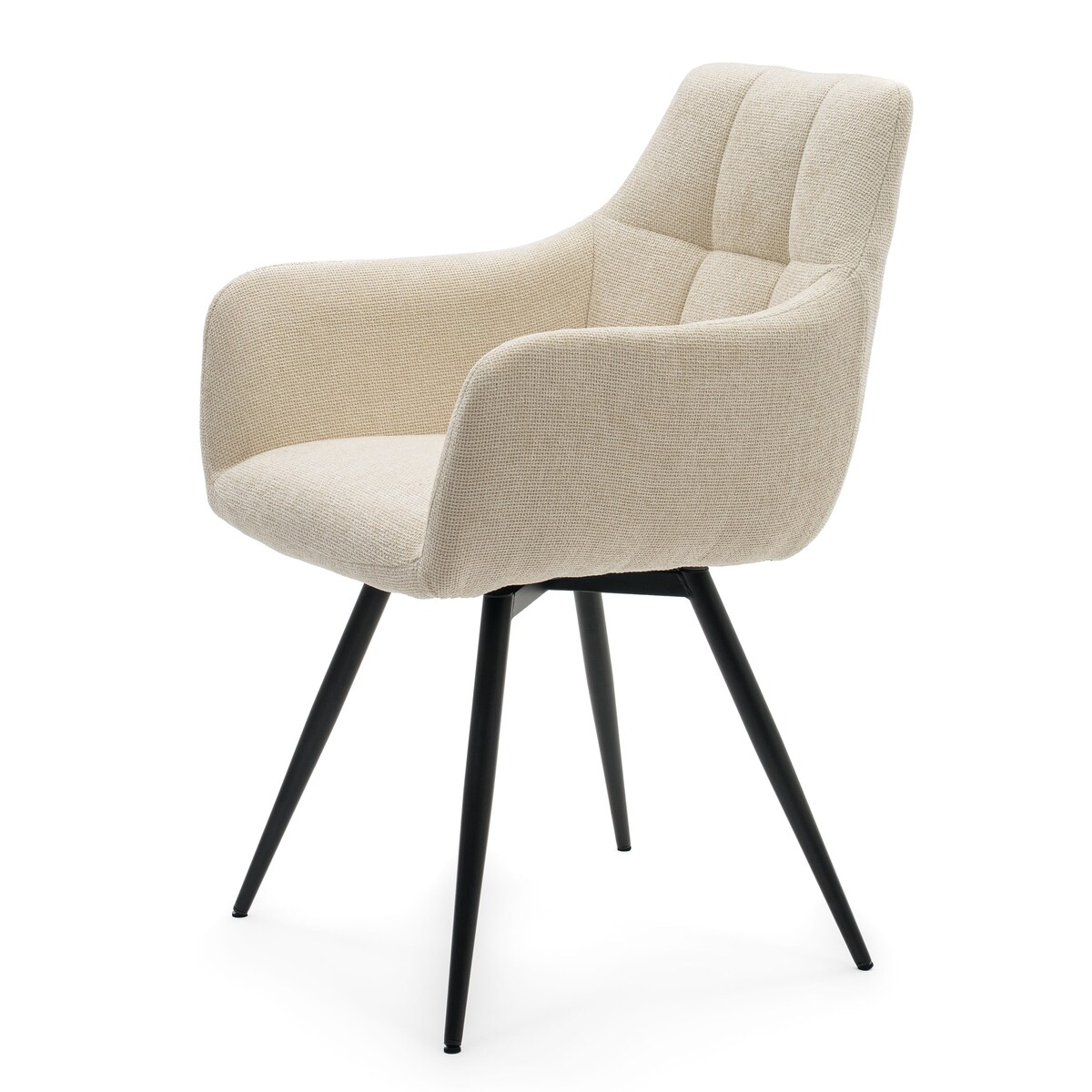 Krzesło tapicerowane obrotowe szenilowe do salonu LUGANO kremowe