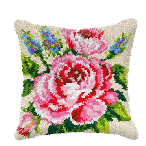 Szydełkowanie na kanwie - Poduszka Róże