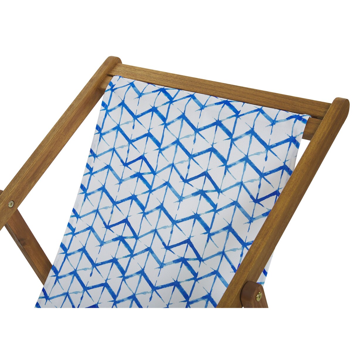 Zestaw 2 leżaków ogrodowych jasne drewno akacjowe niebiesko-biały ANZIO