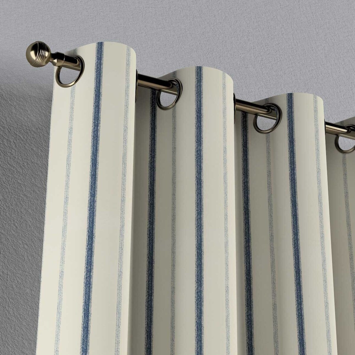Zasłona na kółkach 1 szt. 130x260 niebieskie paski na tle ecru