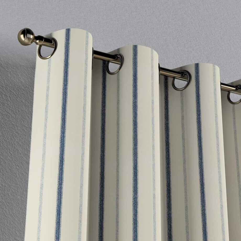 Zasłona na kółkach 1 szt. 130x260 niebieskie paski na tle ecru