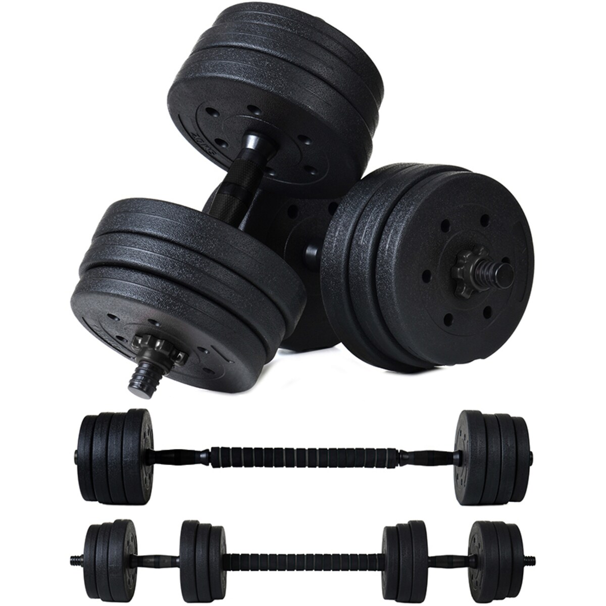 Zestaw hantli 2x10 kg Regulowane hantle 20 kg z funkcją sztangi funfit