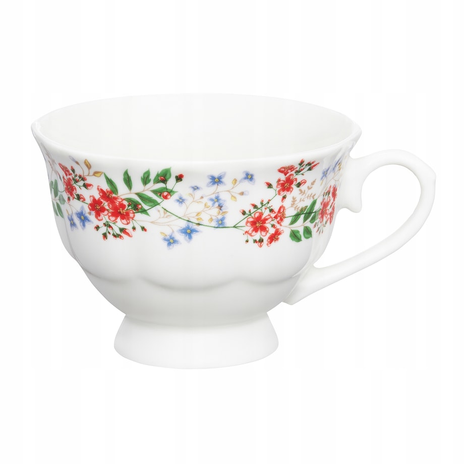 SERWIS KAWOWY 6osób W KWIATY FILIŻANKA 200ml SPODEK na prezent KAWĘ HERBATĘ