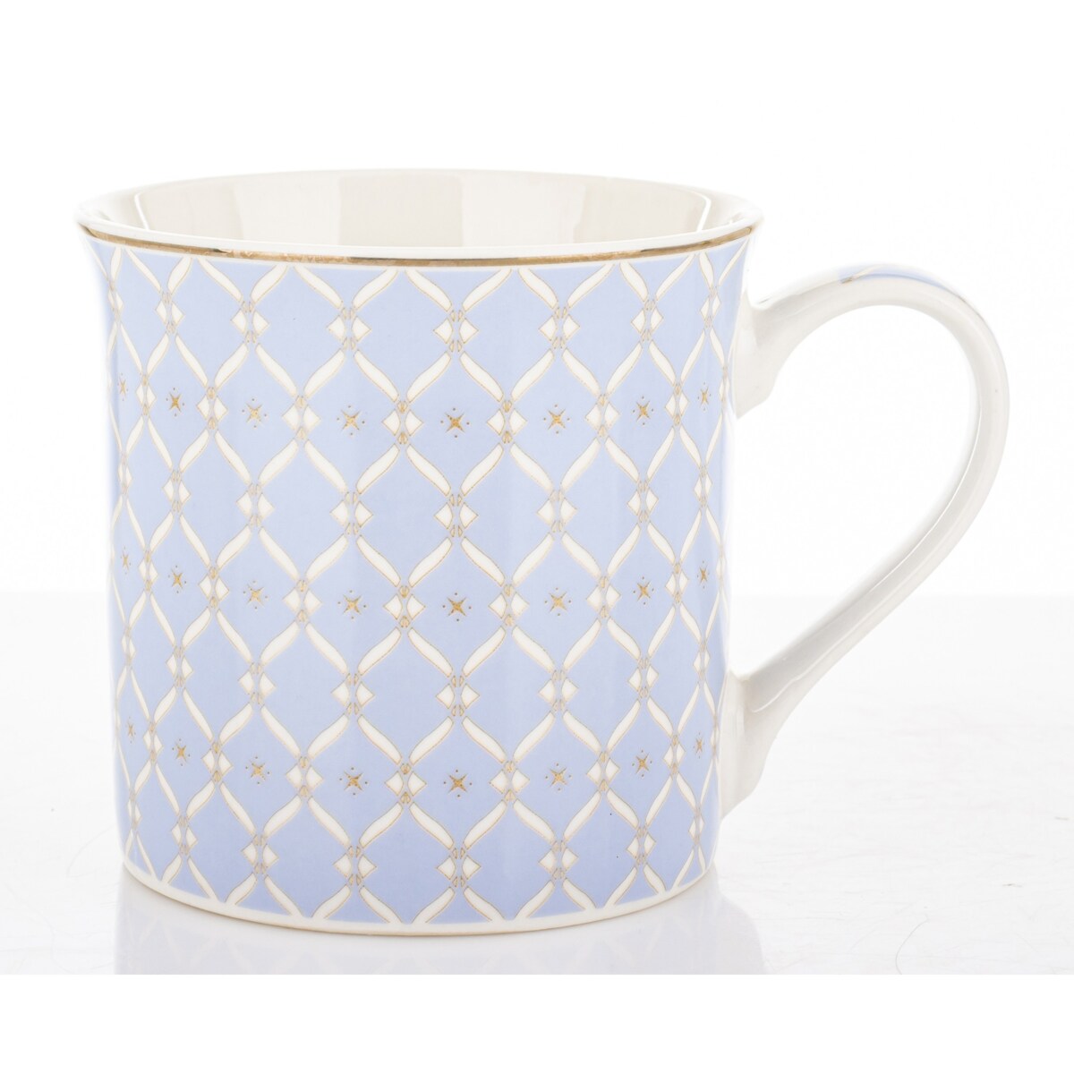 Kubek porcelanowy w pudełku 12,5x9x9 cm MAGLIA 380 ml niebieski z białym wzorem