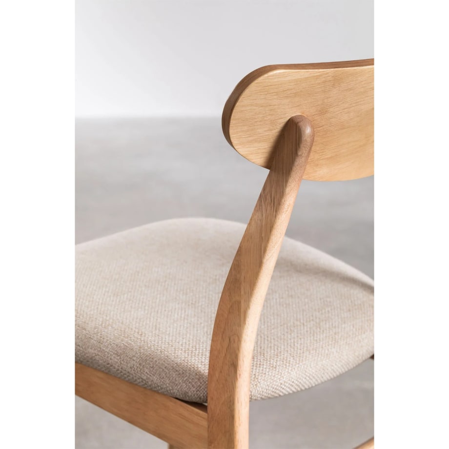 Krzesło do jadalni z tkaniny i drewna Cloda naturalne