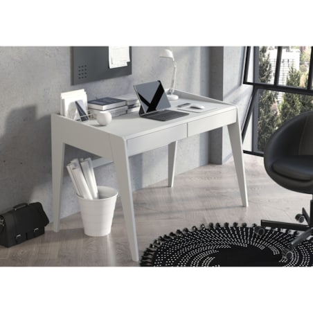 Drewniane bukowe biurko / toaletka z szufladami Visby LISA / kolor szary mleczny