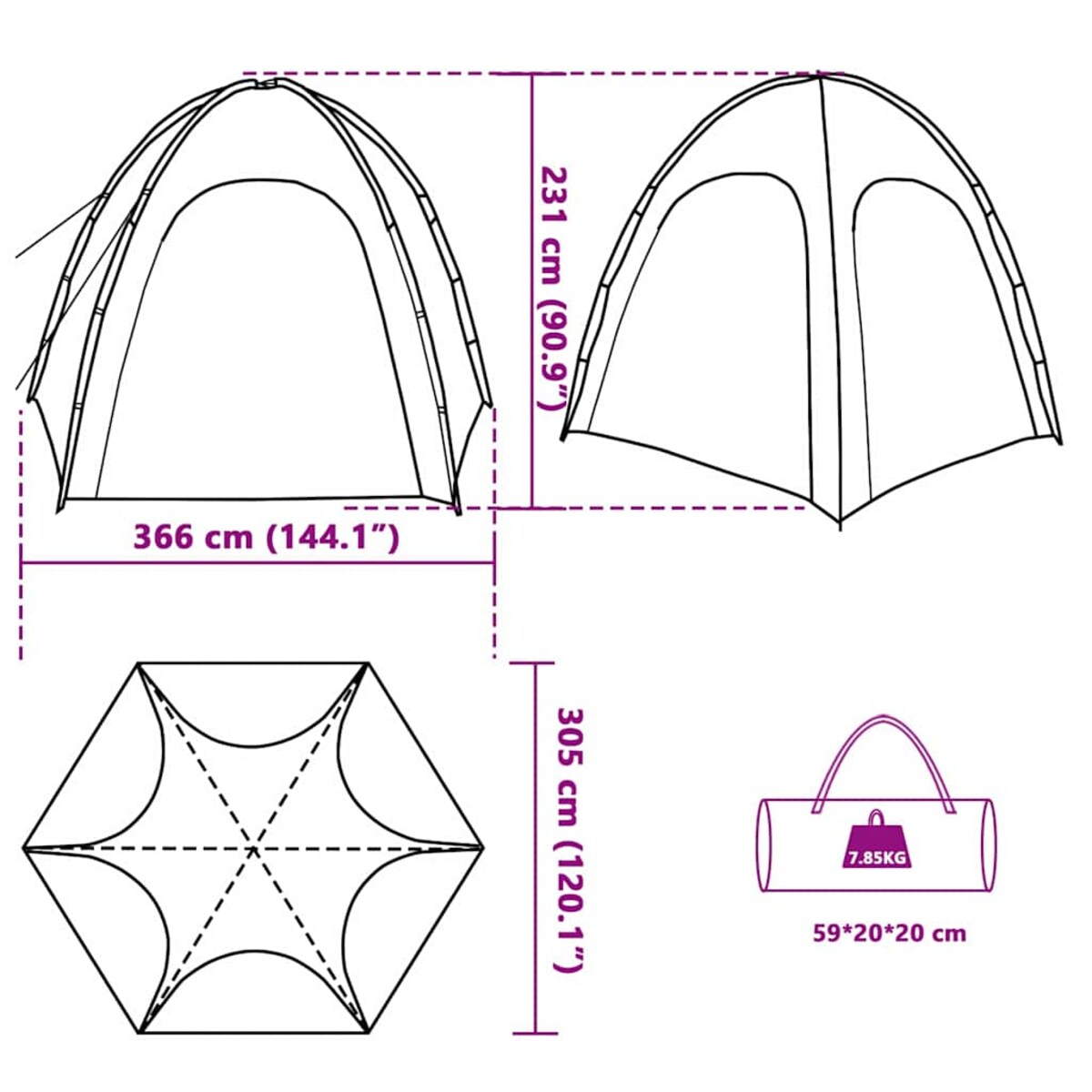 vidaXL Namiot Basenowy morska zieleń 366 x 305 x 231 cm Poliester