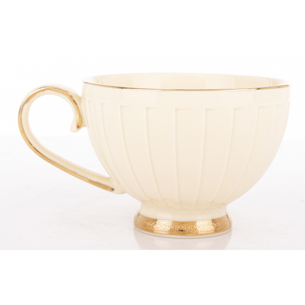 Filiżanka 7x9,5x12,5 cm 220 ml ze spodkiem Ø 16,5 cm TASSE ecru i złoty