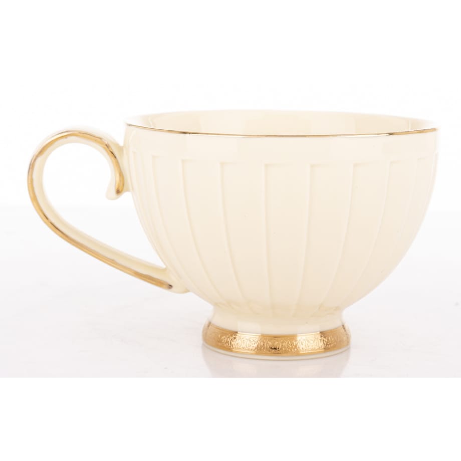Filiżanka 7x9,5x12,5 cm 220 ml ze spodkiem Ø 16,5 cm TASSE ecru i złoty