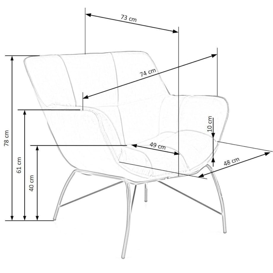 FOTEL Bolton szary WELWETOWY czarne METALOWE NOGI