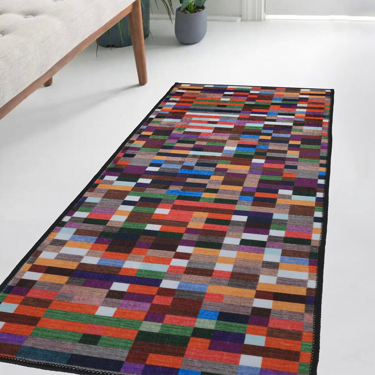 Dywan, chodnik nowoczesny geometryczny Piksel 65x130 cm e-floor wielokolorowy