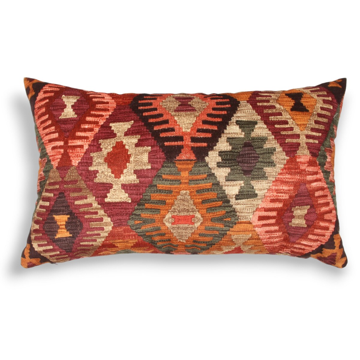 Czerwona poduszka welurowa Aztek Boho 30x50 cm