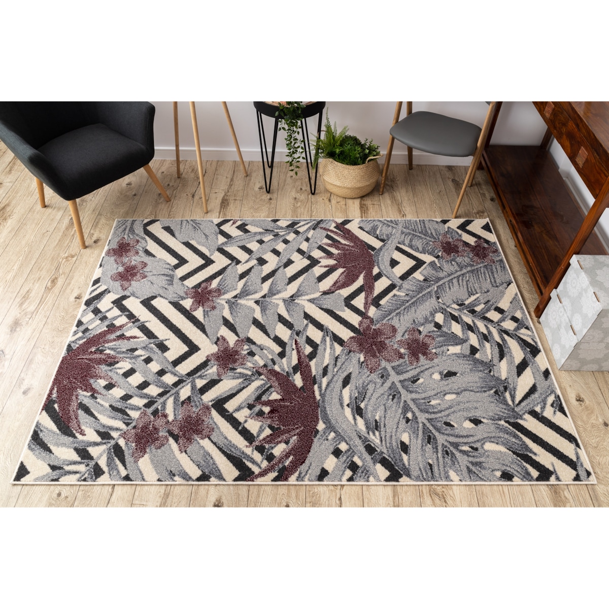 Dywan HEOS 78540 krem / bordo LIŚCIE 120x170 cm