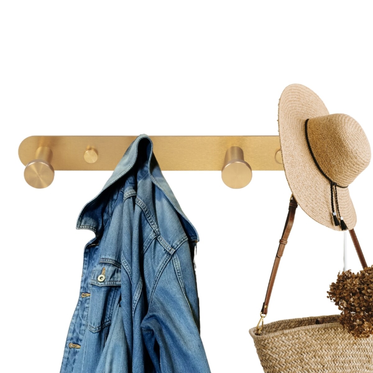 Wieszak na ubrania ścienny złoty do przedpokoju łazienki kuchni