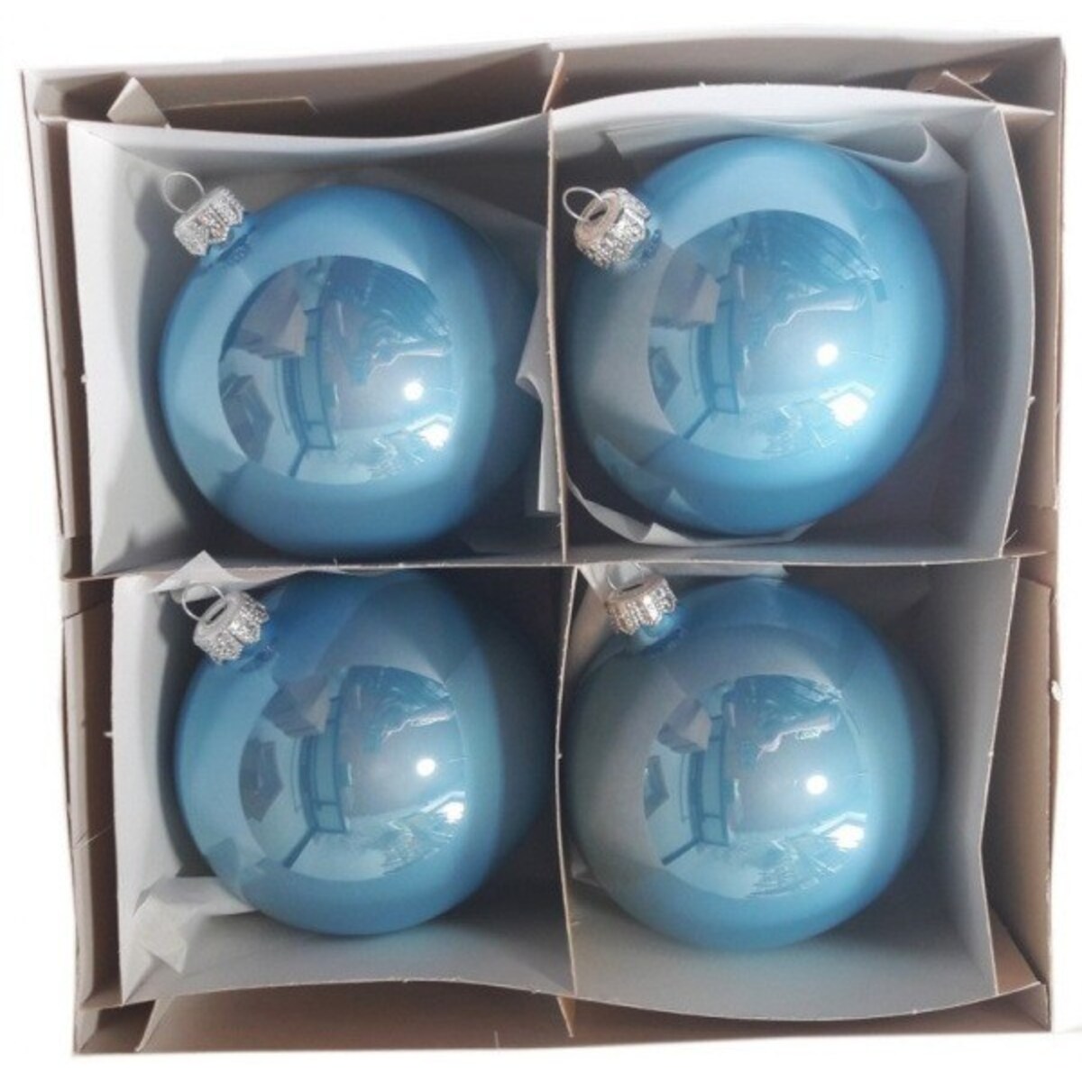 Bombka szklana 4 szt. OPALINA Ø 100 mm niebieska