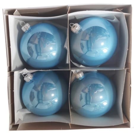 Bombka szklana 4 szt. OPALINA Ø 100 mm niebieska