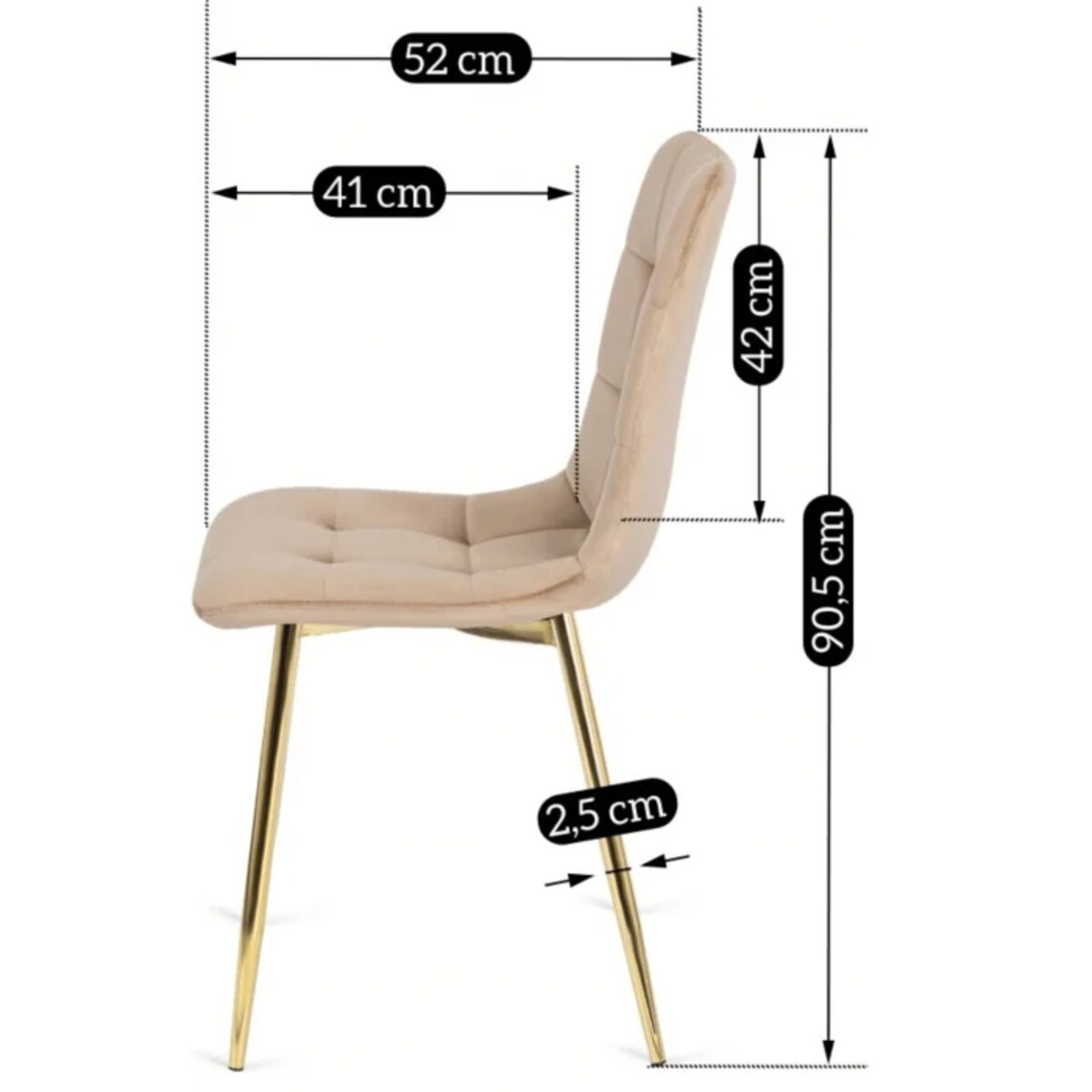 Krzesło Welurowe Glamour Złote Nogi Do Jadalni Salonu Toaletki Kremowe YORK