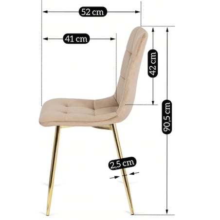 Krzesło Welurowe Glamour Złote Nogi Do Jadalni Salonu Toaletki Kremowe YORK