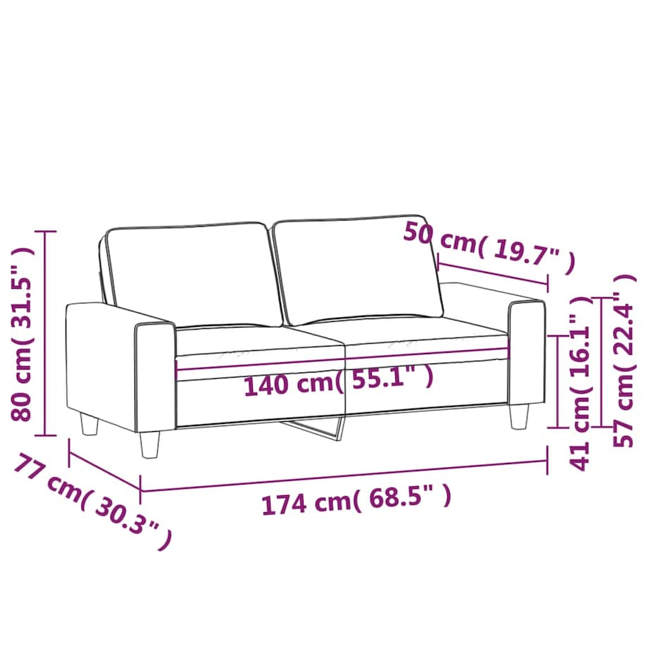 vidaXL Sofa 2-osobowa, jasnoszary, 140 cm, tapicerowana mikrofibrą