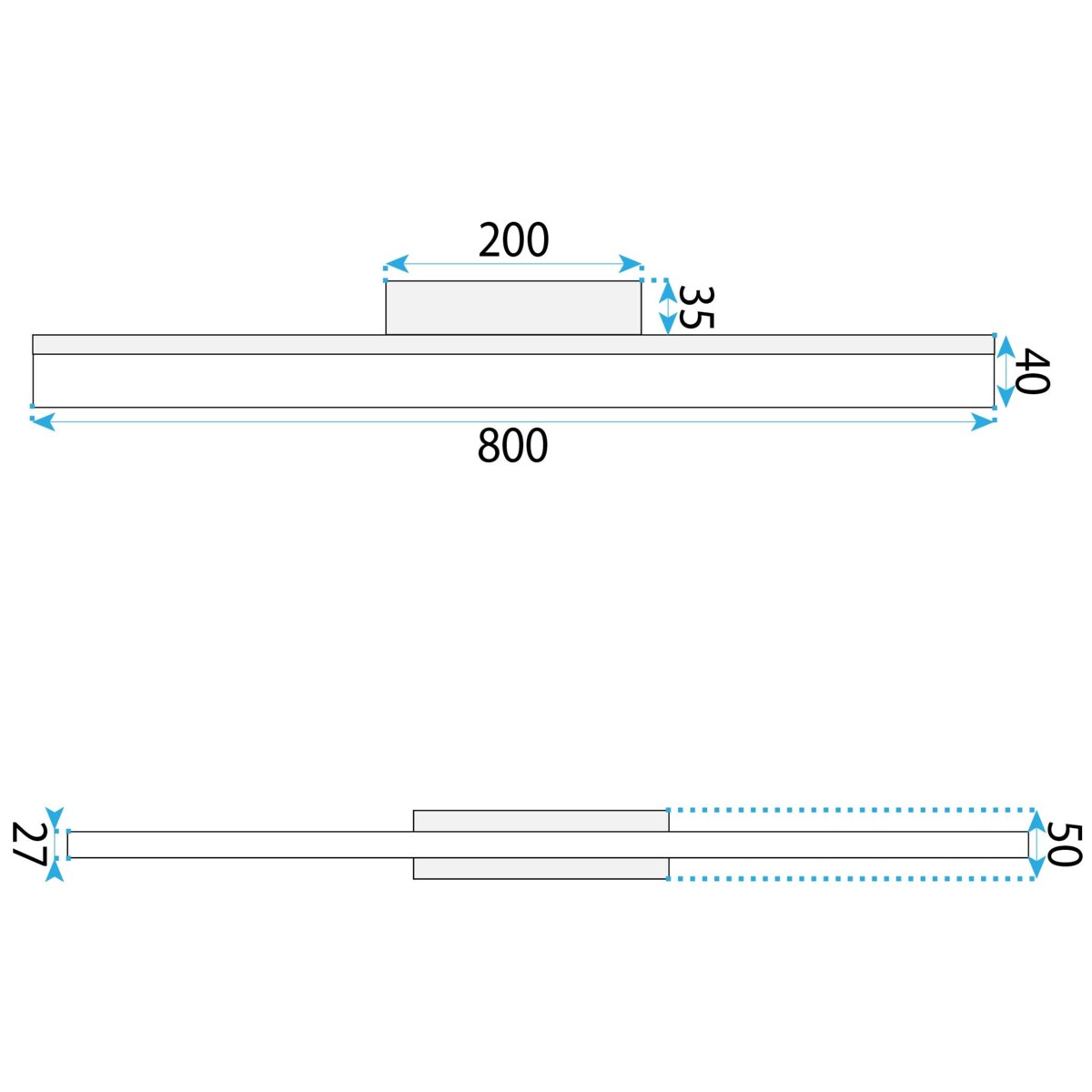 Kinkiet App1856-1W 80Cm Led Czarny, Metal, Tworzywo Sztuczne