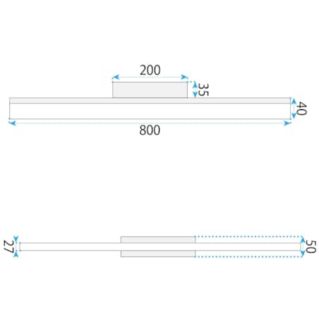 Kinkiet App1856-1W 80Cm Led Czarny, Metal, Tworzywo Sztuczne
