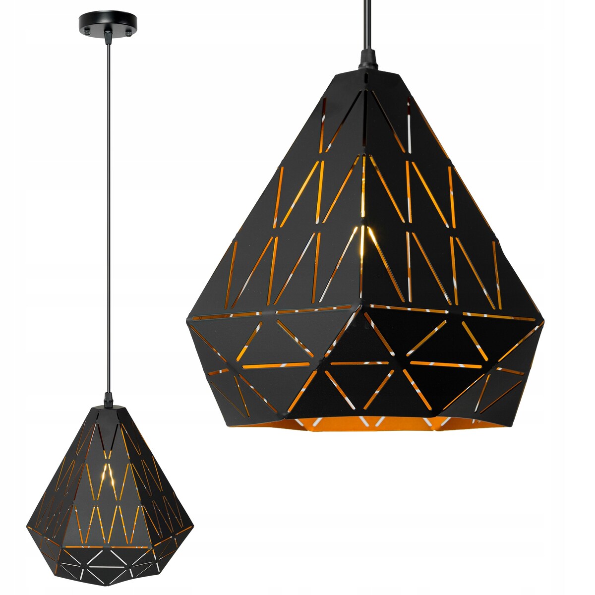 Lampa Sufitowa Wisząca Geometryczna Loft Czarna