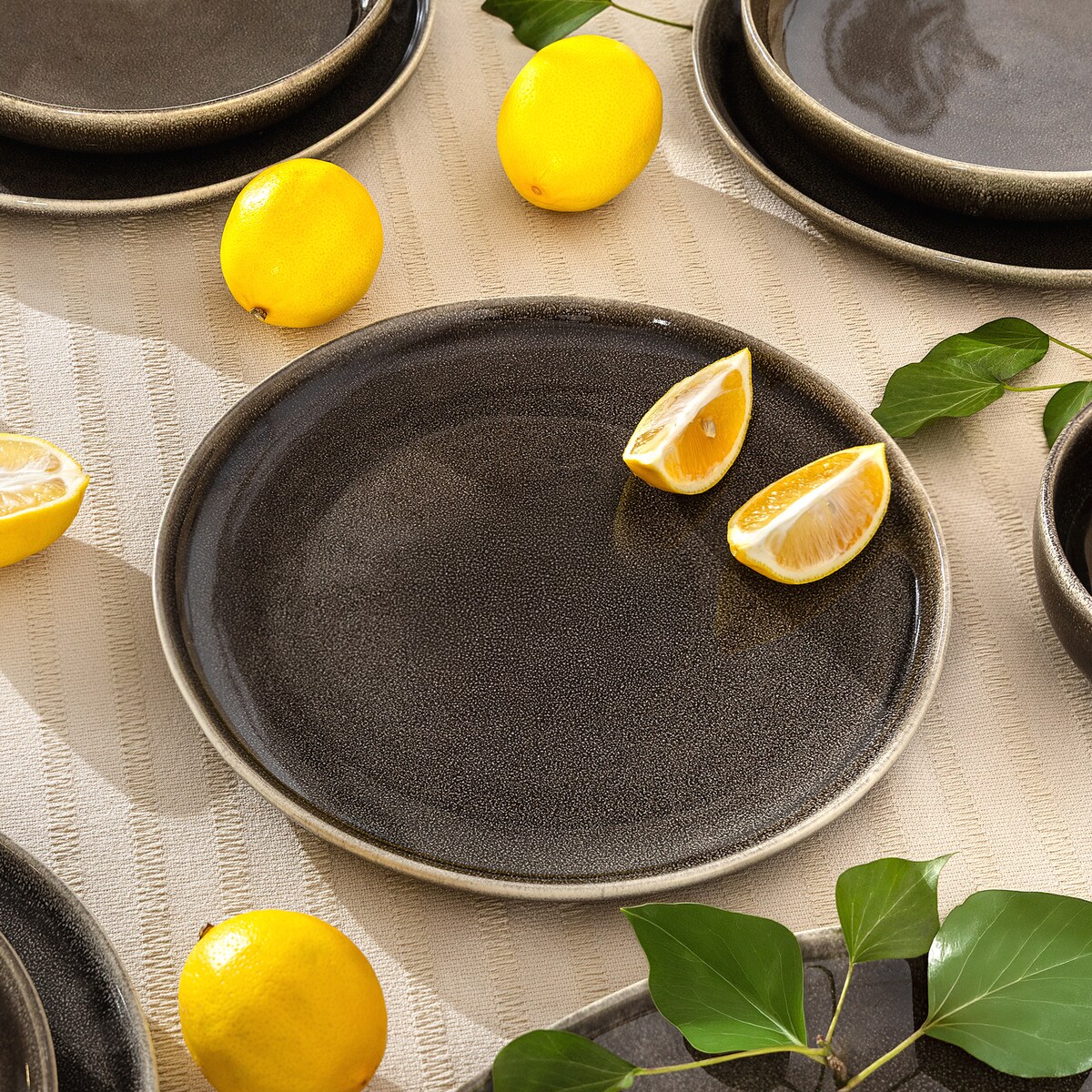 EDA Talerz obiadowy 6 szt., brązowy/szary/beżowy