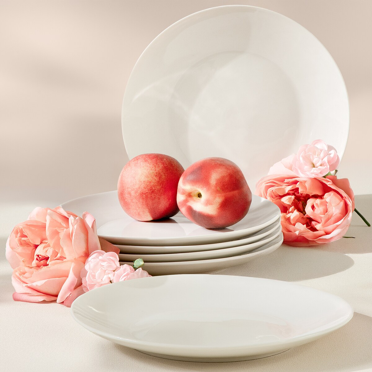 KONSIMO AD BELLA, Talerz deserowy 6 szt., kolor ecru