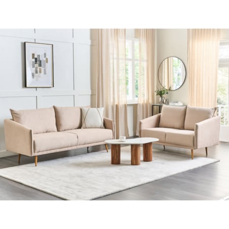 Sofa 3-osobowa welurowa beżowa MAURA