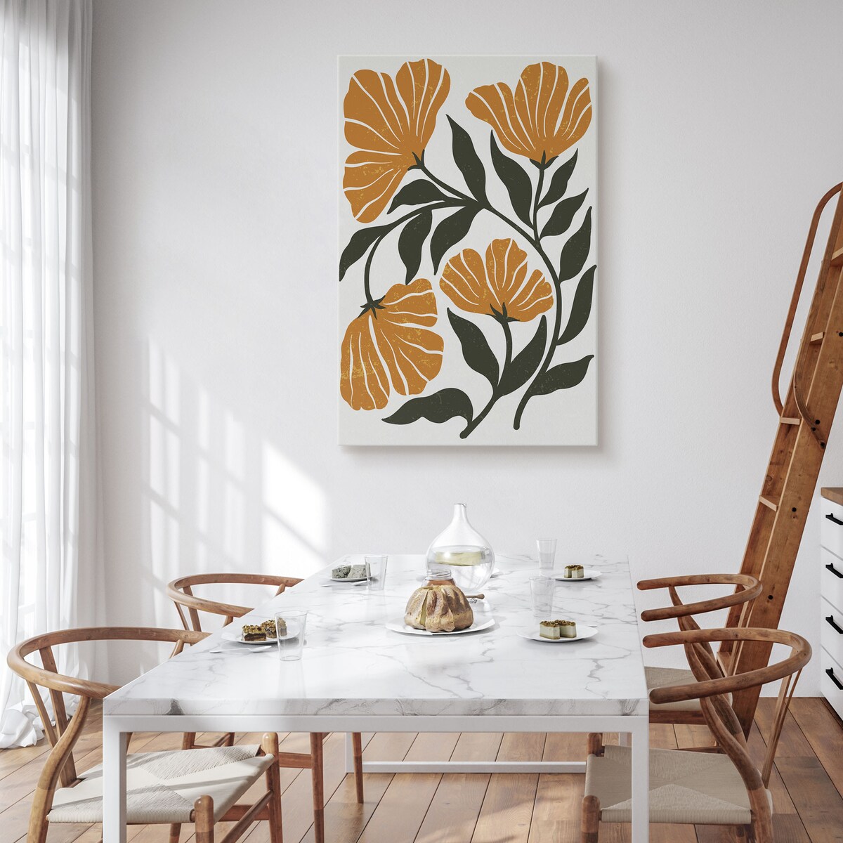 Obraz Pomarańczowe Tropikalne Kwiaty 80x120cm