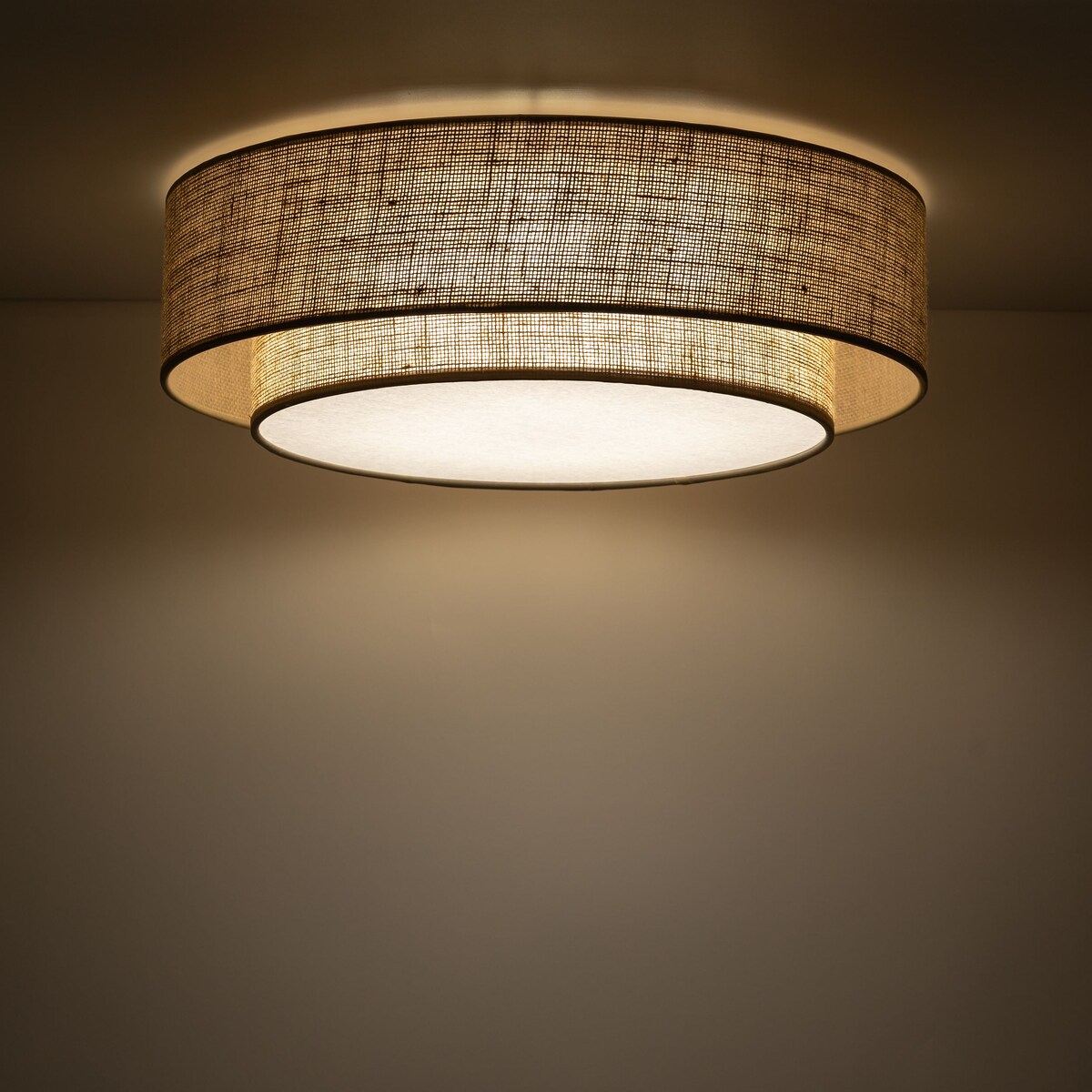 Lampa sufitowa TK Lighting CALISTO JUTA 4 biała/juta 4xE27 50x50 cm skandynawska do salonu i sypialni