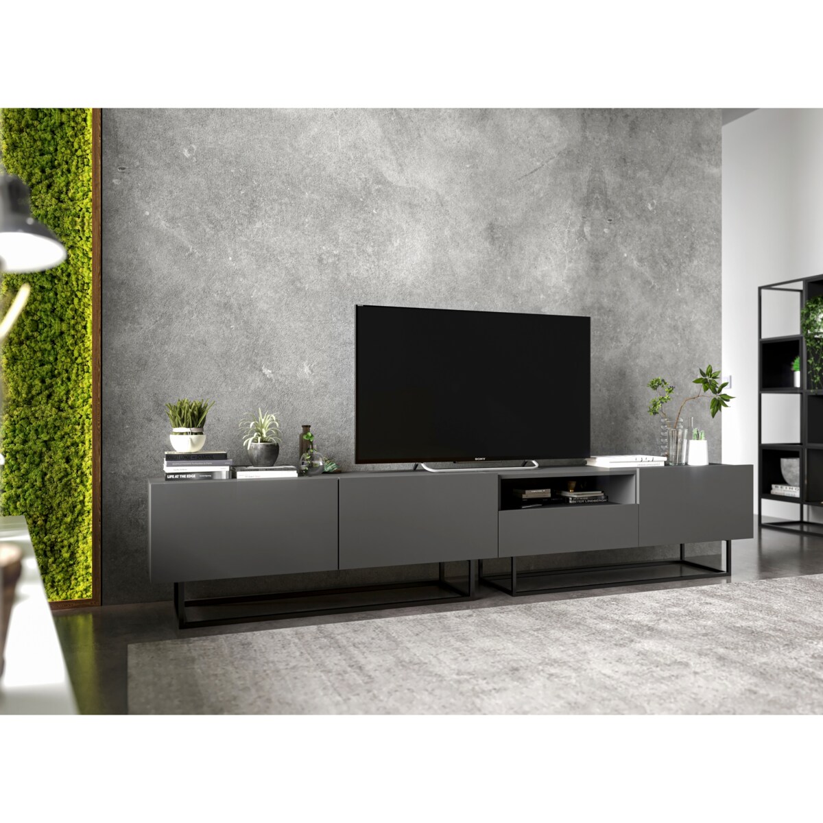 Szafka RTV Loft Industrialna Komoda RTV Szuflada Grafit Mat 120 cm