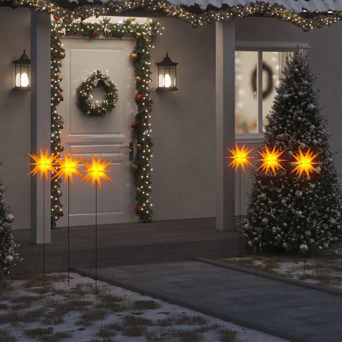 vidaXL Ozdoby świetlne LED z prętami, składane, 3 szt., żółte, 35 cm