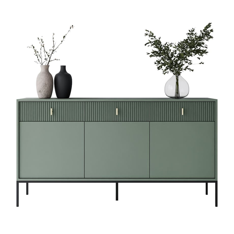 Komoda MIDNIGHT 3D3S z trzema szufladami na stelażu, zielona